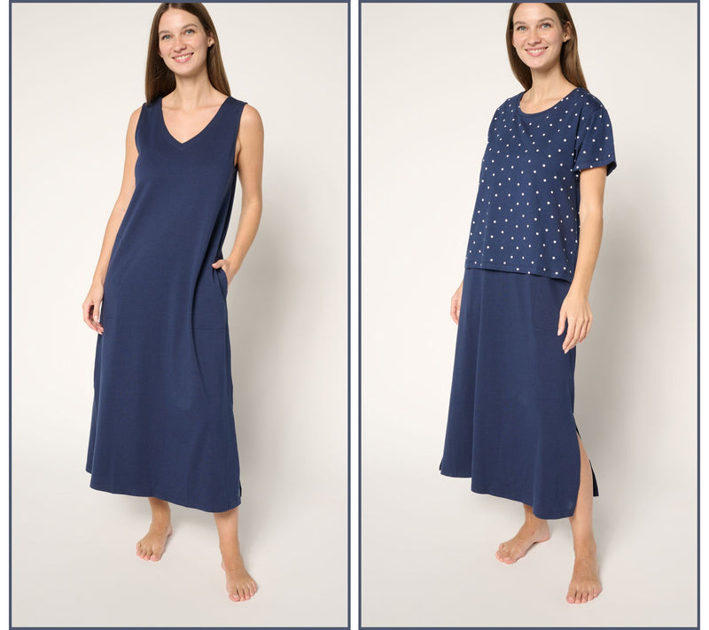 Cuddl Duds Cottonwear+ 2-Piece Tee Shirt & Tank Dress — View 4