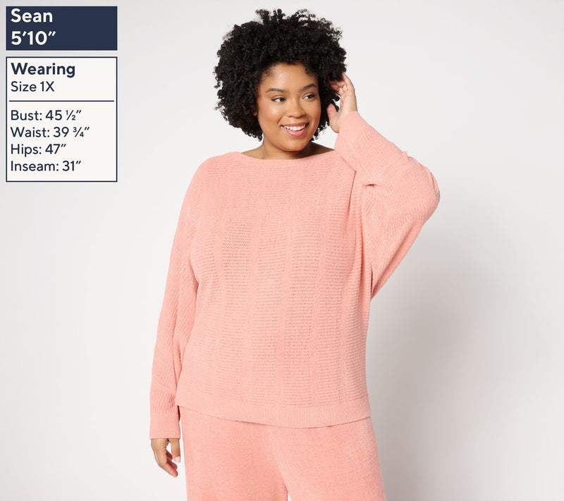 Barefoot Dreams CozyChic Ultra Lite Vertical Stripe Boatneck Pullover — View 2