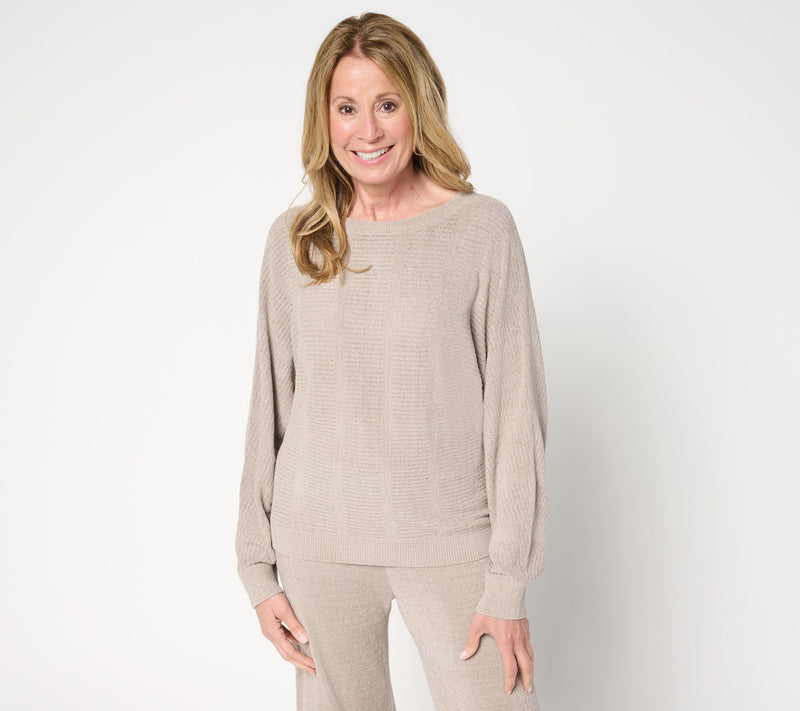 Barefoot Dreams CozyChic Ultra Lite Vertical Stripe Boatneck Pullover — View 13