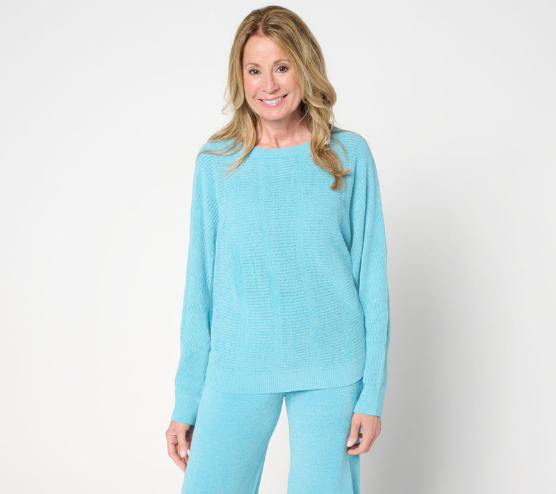 Barefoot Dreams CozyChic Ultra Lite Vertical Stripe Boatneck Pullover — View 14
