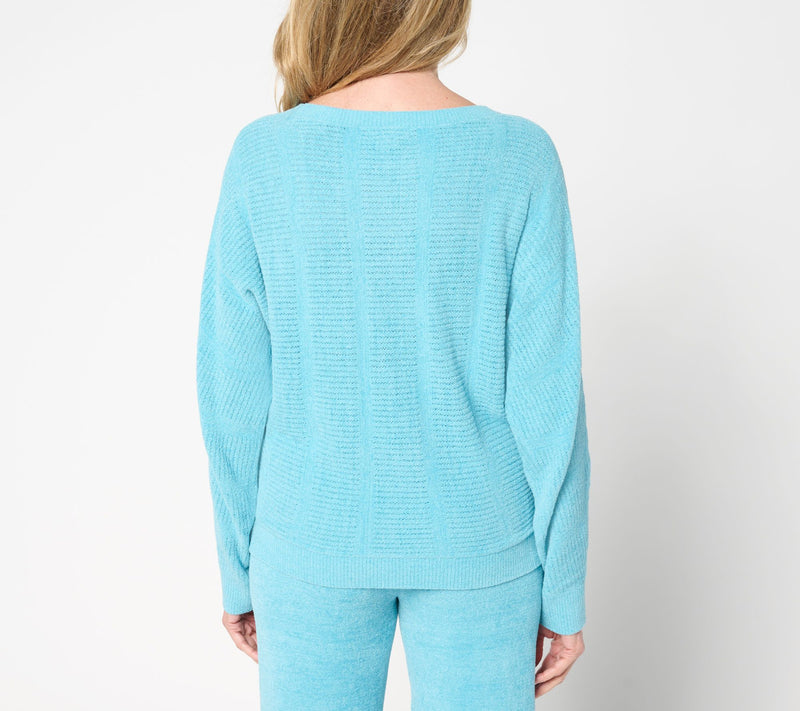Barefoot Dreams CozyChic Ultra Lite Vertical Stripe Boatneck Pullover — View 4