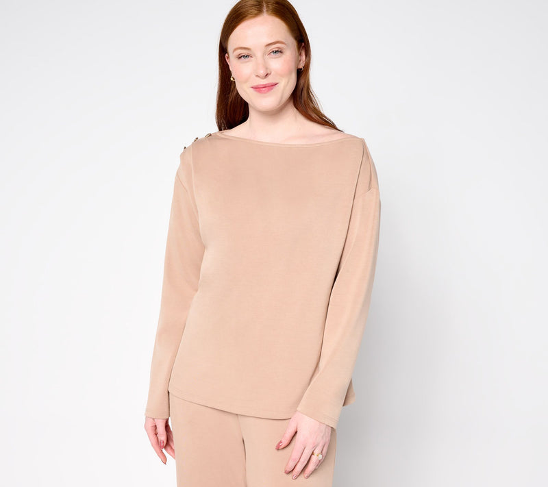 BEAUTIFUL by Lawrence Zarian Asymmetric Boatneck Top — View 13