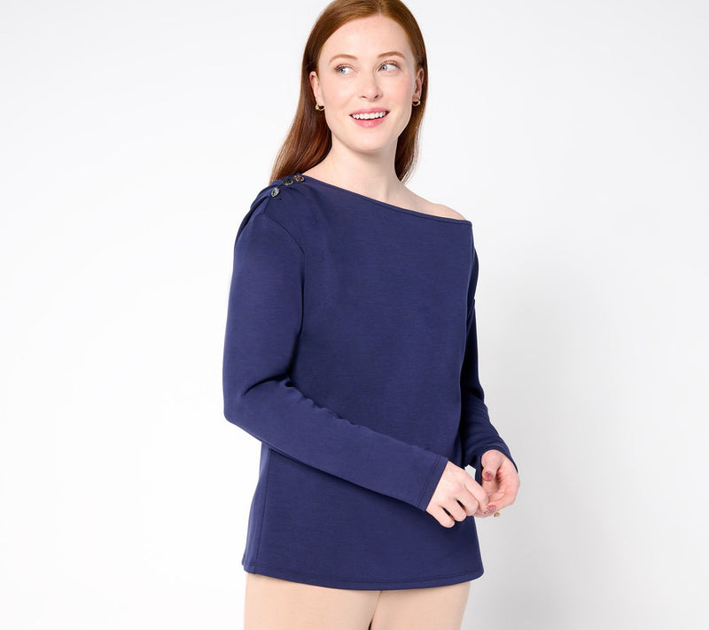BEAUTIFUL by Lawrence Zarian Asymmetric Boatneck Top — View 16