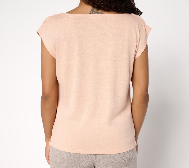 Barefoot Dreams Slub Burnout Draped Boxy Tee — View 11