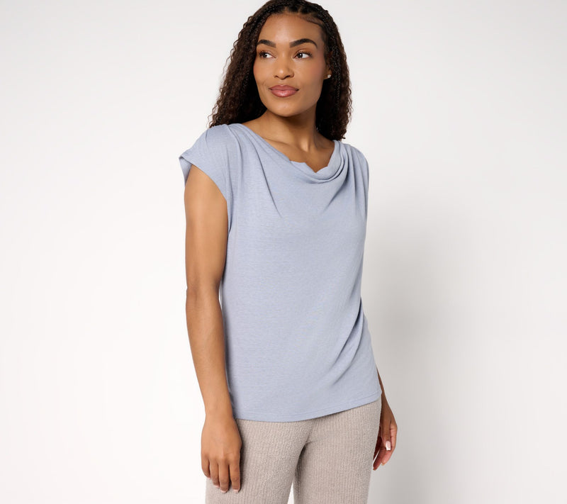 Barefoot Dreams Slub Burnout Draped Boxy Tee — View 7