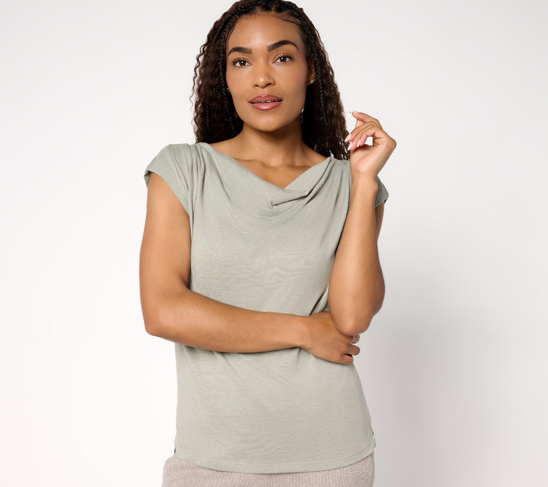Barefoot Dreams Slub Burnout Draped Boxy Tee — View 3