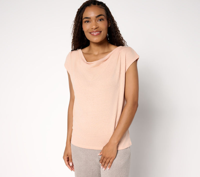 Barefoot Dreams Slub Burnout Draped Boxy Tee — View 9