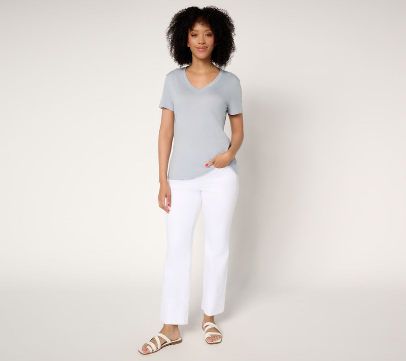 Barefoot Dreams Malibu Collection Pima Modal Slub V-Neck Tee — View 15