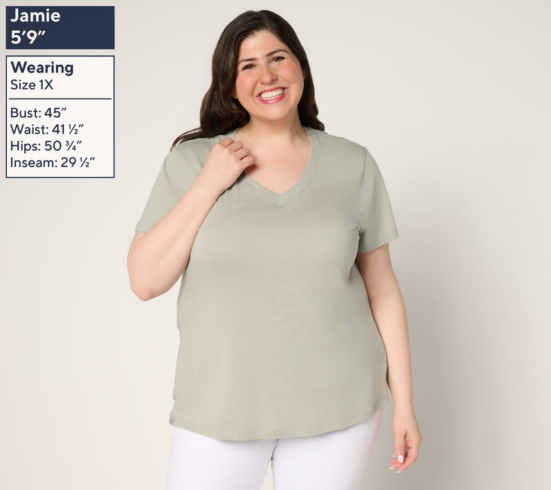 Barefoot Dreams Malibu Collection Pima Modal Slub V-Neck Tee — View 12