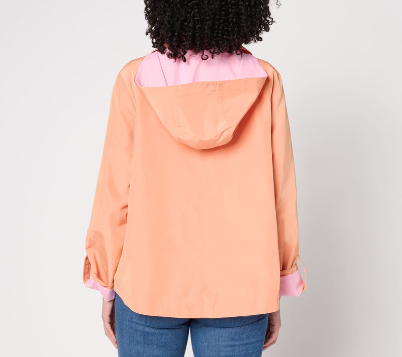 Susan Graver Water Resistant Spring Jacket with Roll Tab Sleeve — View 3