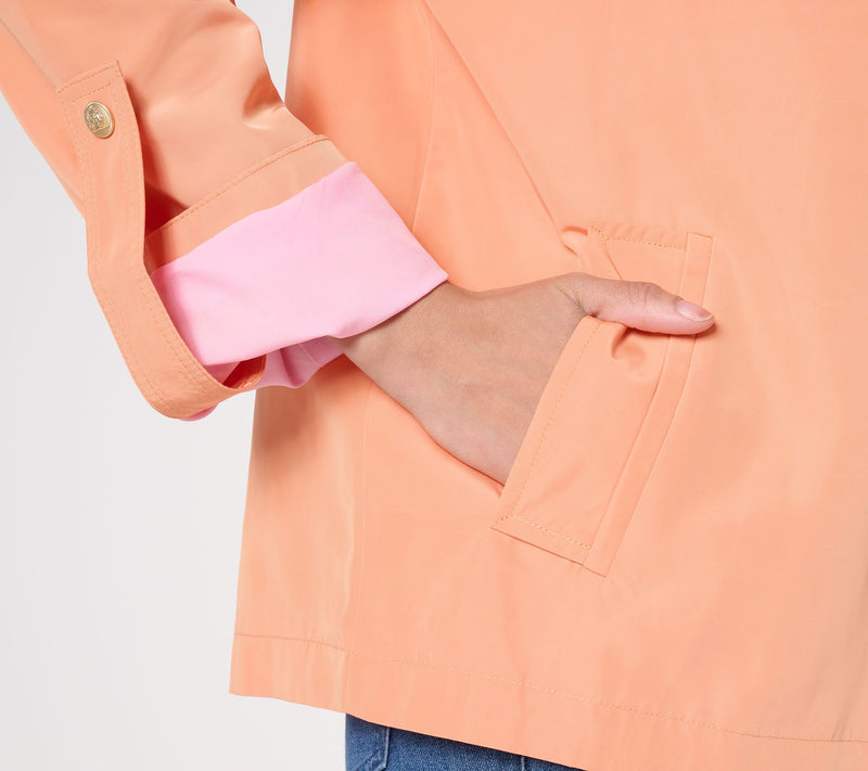 Susan Graver Water Resistant Spring Jacket with Roll Tab Sleeve — View 6