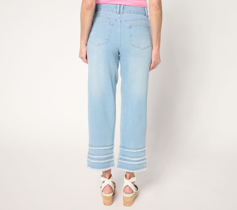 Susan Graver Regular Fray Hem Full Leg Jean — View 8