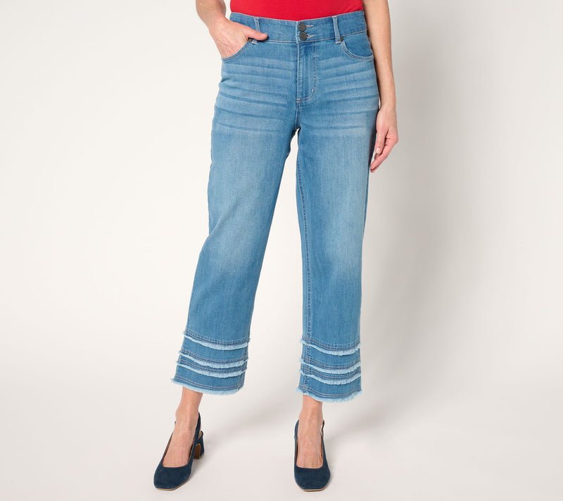 Susan Graver Regular Fray Hem Full Leg Jean — View 5
