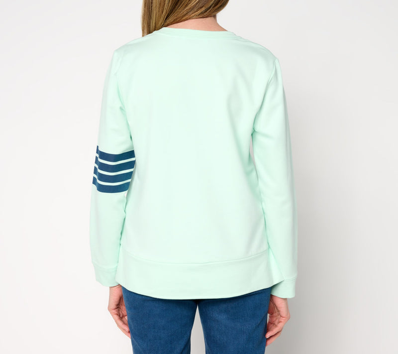 Sport Savvy French Terry Sweatshirt with Novelty Embroidery — View 3