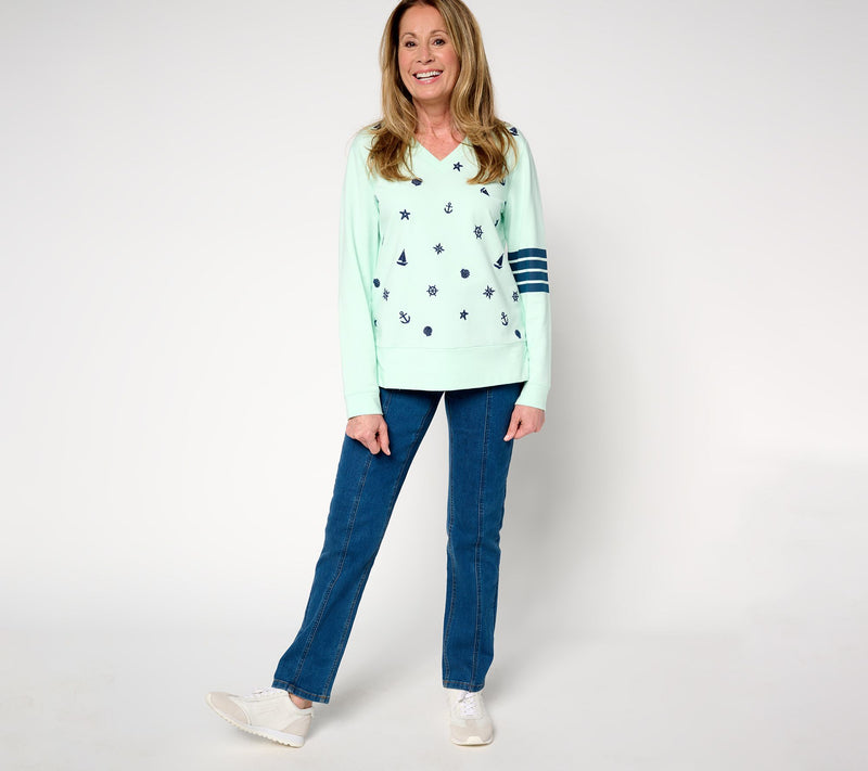 Sport Savvy French Terry Sweatshirt with Novelty Embroidery — View 4