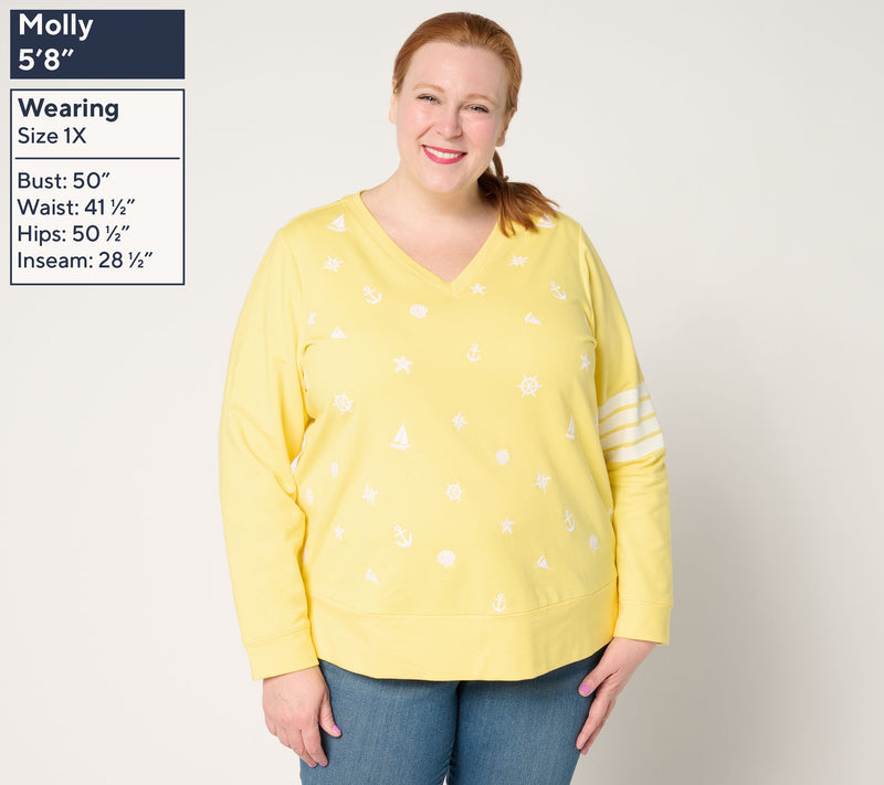Sport Savvy French Terry Sweatshirt with Novelty Embroidery — View 2