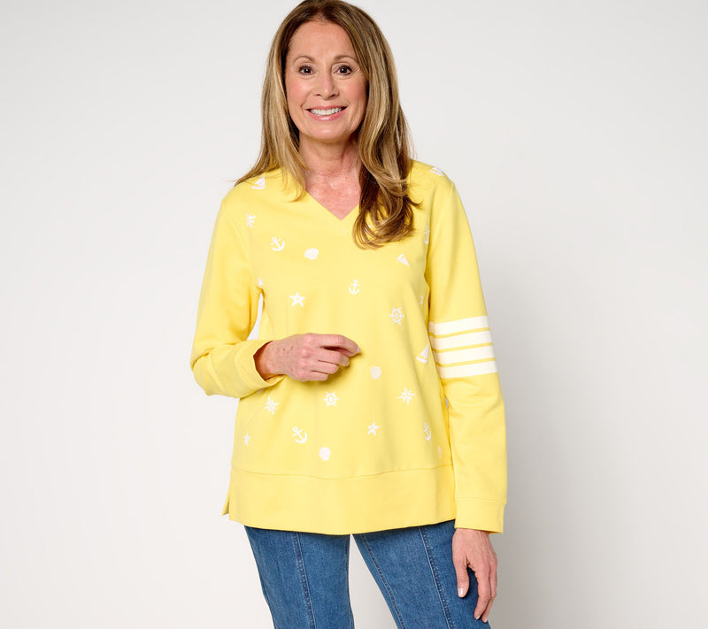 Sport Savvy French Terry Sweatshirt with Novelty Embroidery — View 9