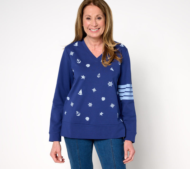 Sport Savvy French Terry Sweatshirt with Novelty Embroidery — View 10