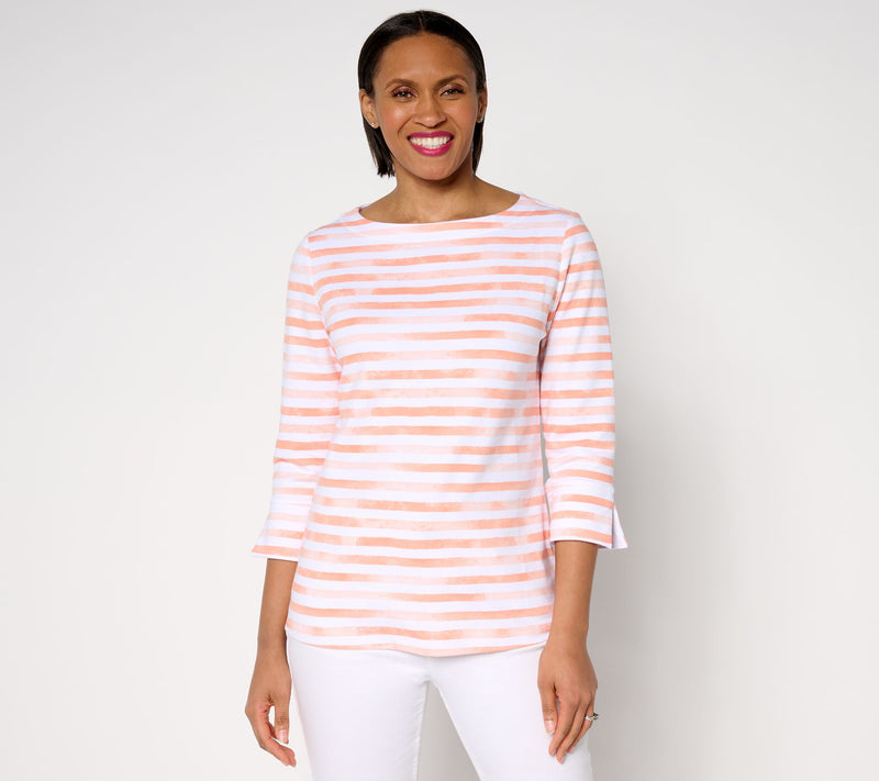 Sport Savvy French Terry 3/4 Sleeve Top with Split Cuff — View 11