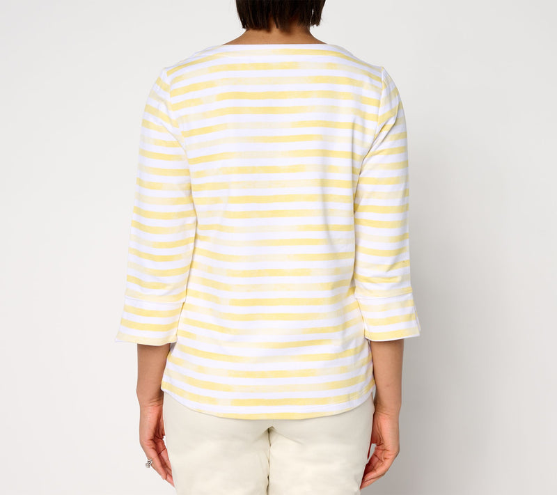 Sport Savvy French Terry 3/4 Sleeve Top with Split Cuff — View 4