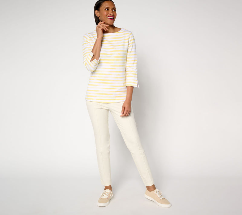 Sport Savvy French Terry 3/4 Sleeve Top with Split Cuff — View 5