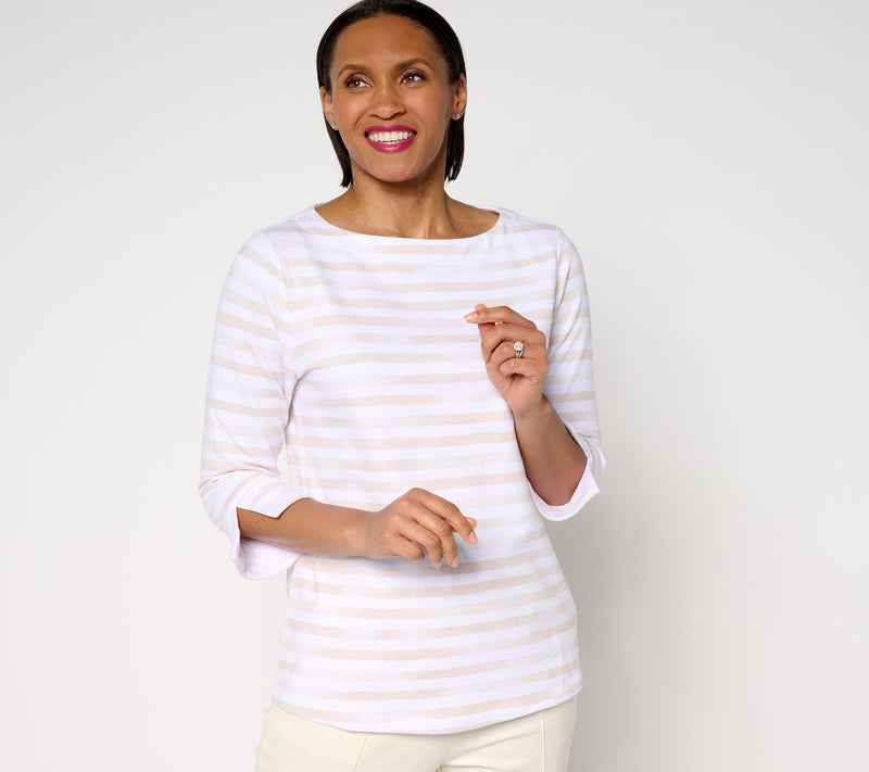 Sport Savvy French Terry 3/4 Sleeve Top with Split Cuff — View 13