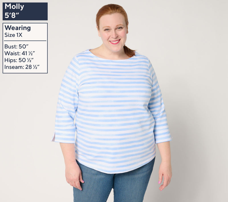 Sport Savvy French Terry 3/4 Sleeve Top with Split Cuff — View 2