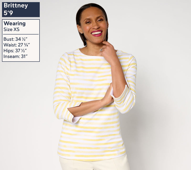 Sport Savvy French Terry 3/4 Sleeve Top with Split Cuff — View 3