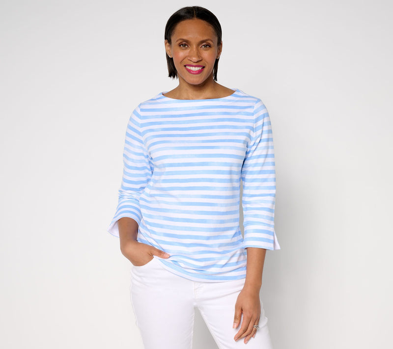 Sport Savvy French Terry 3/4 Sleeve Top with Split Cuff — View 14