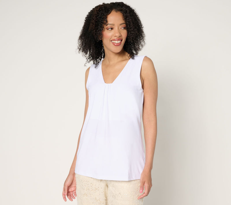 Dennis Basso Draped Front Sleeveless Top — View 5