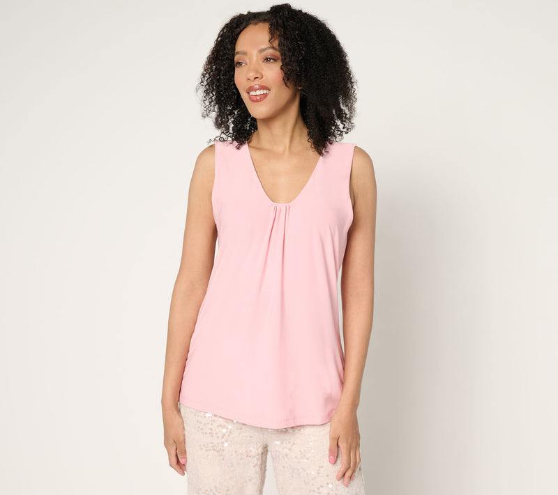 Dennis Basso Draped Front Sleeveless Top — View 3