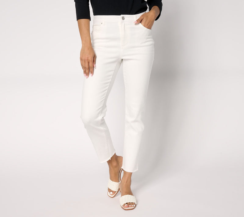 Dennis Basso Regular Riviera Stretch Straight Jean with Fray Hem — View 5