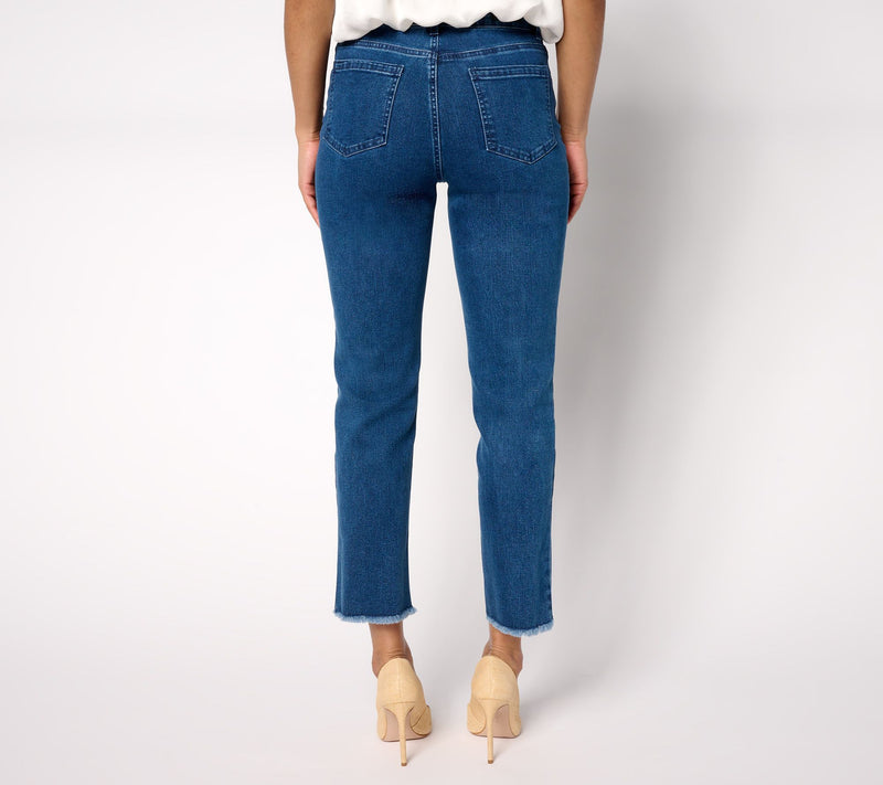 Dennis Basso Regular Riviera Stretch Straight Jean with Fray Hem — View 10