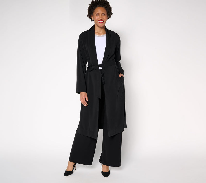 Dennis Basso Regular Soft Wash Woven Topper with Self Belt — View 9