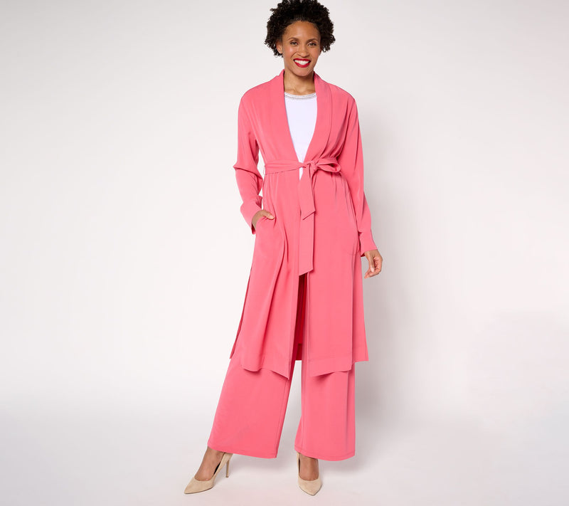 Dennis Basso Regular Soft Wash Woven Topper with Self Belt — View 5
