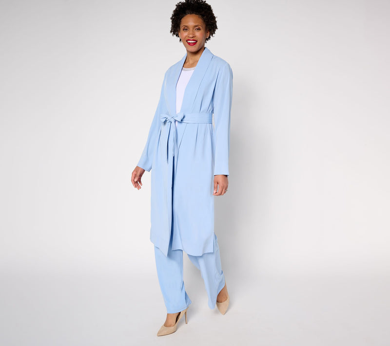 Dennis Basso Petite Soft Wash Woven Topper with Self Belt — View 9