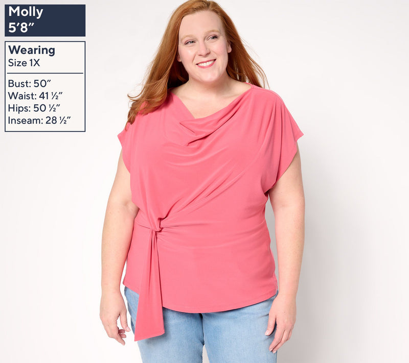 Dennis Basso Draped Front Caviar Crepe Top — View 14