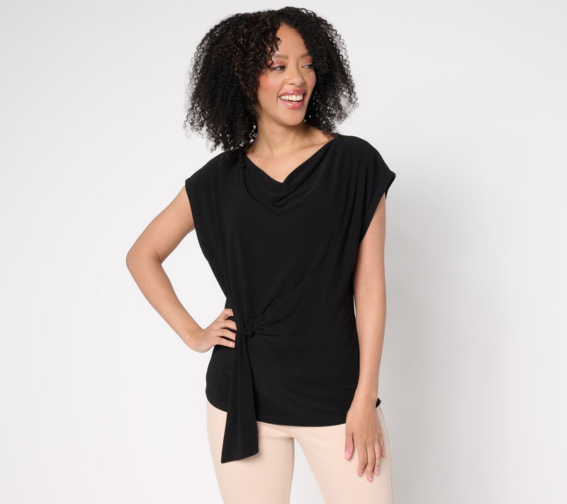 Dennis Basso Draped Front Caviar Crepe Top — View 9