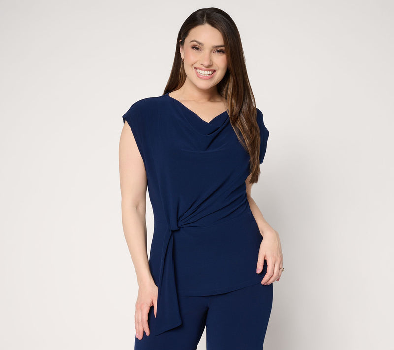 Dennis Basso Draped Front Caviar Crepe Top — View 11
