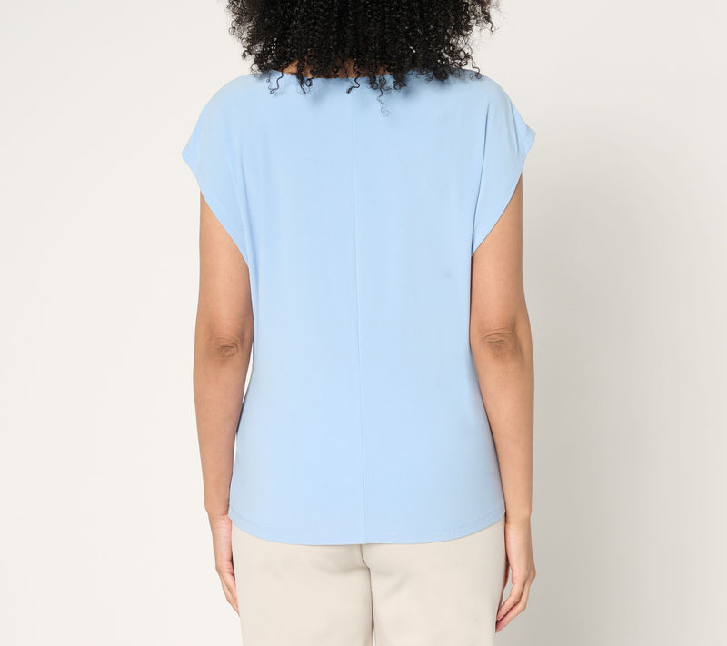 Dennis Basso Draped Front Caviar Crepe Top — View 16