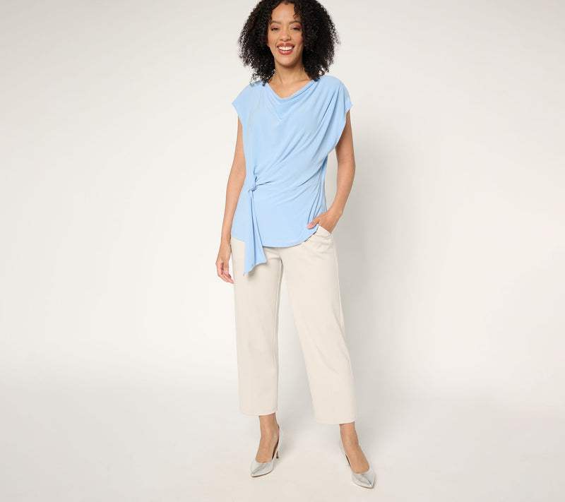 Dennis Basso Draped Front Caviar Crepe Top — View 17