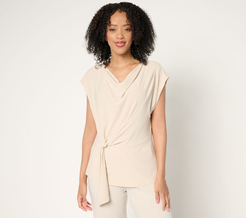 Dennis Basso Draped Front Caviar Crepe Top — View 5