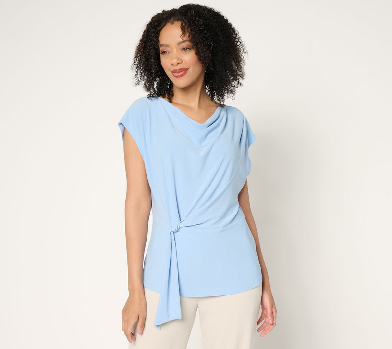 Dennis Basso Draped Front Caviar Crepe Top — View 3