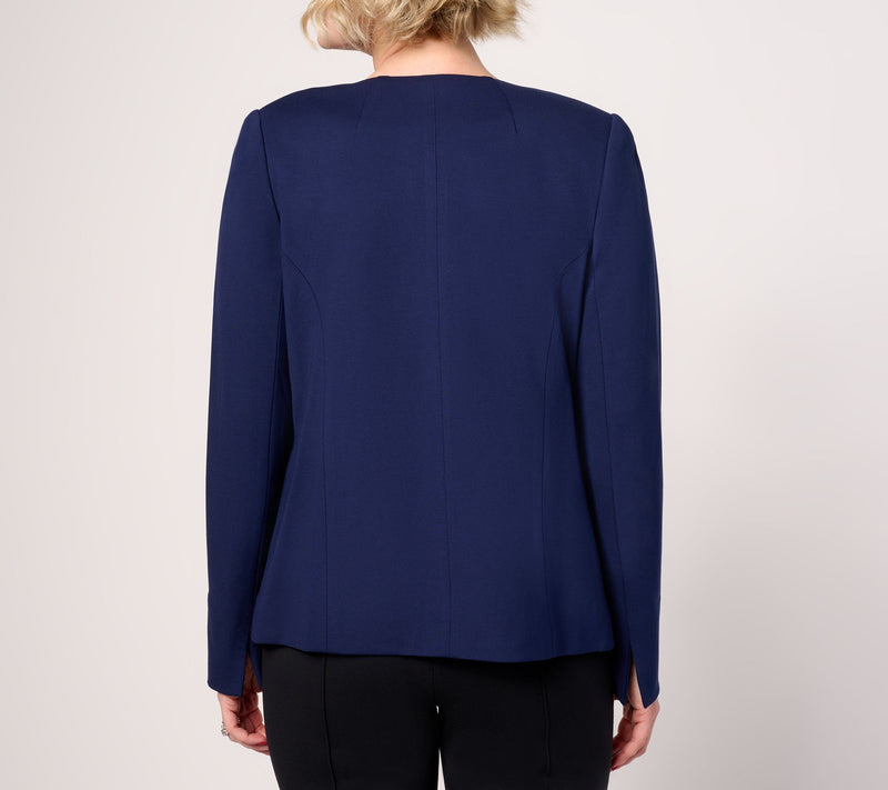 Dennis Basso Spring Ponte Jacket with Crest Buttons — View 4