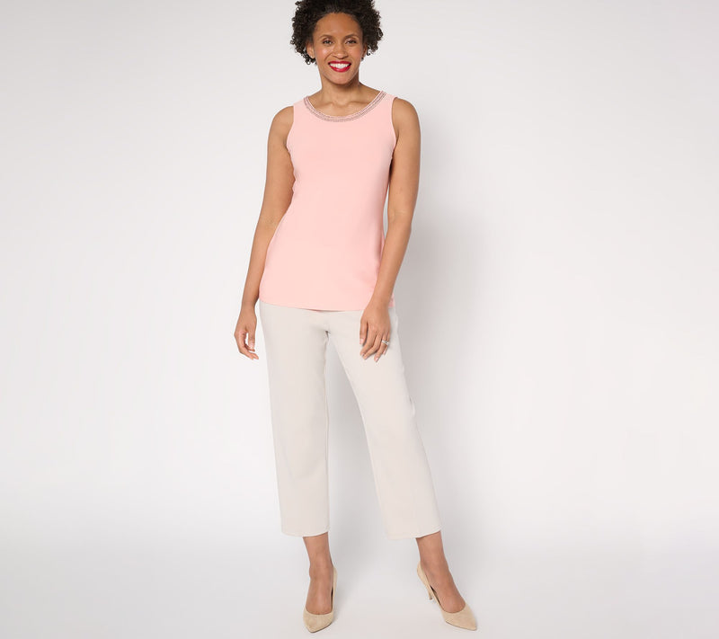Dennis Basso Italia Knit Tank with Rhinestone Beading — View 5
