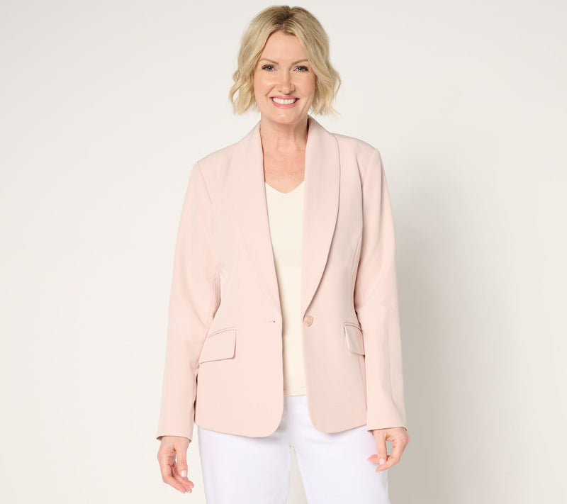 Dennis Basso Super Stretch Woven Blazer with Print Lining — View 12