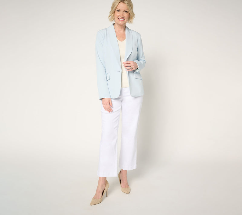 Dennis Basso Super Stretch Woven Blazer with Print Lining — View 5