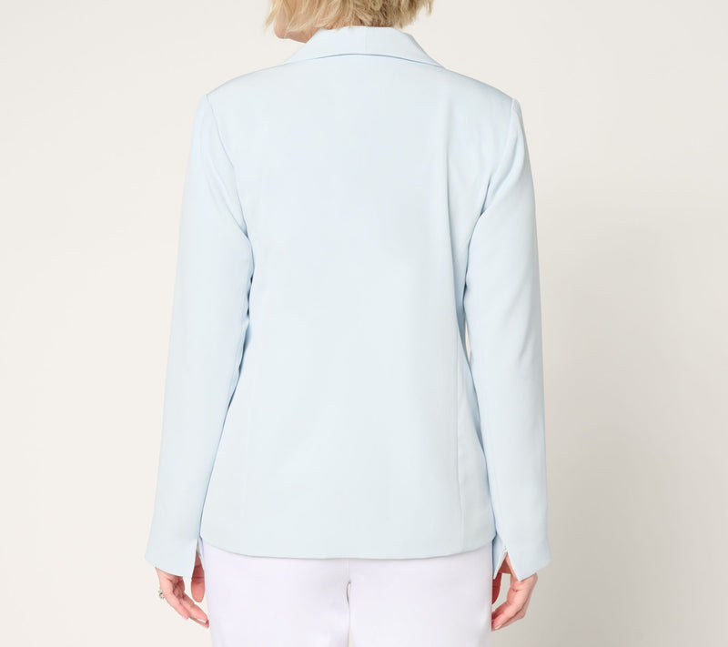 Dennis Basso Super Stretch Woven Blazer with Print Lining — View 4