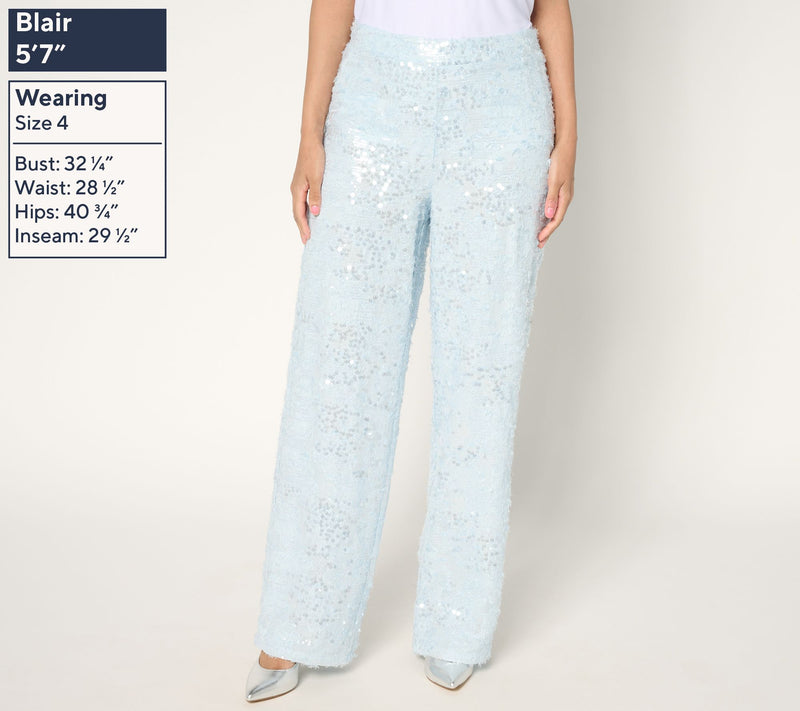 Dennis Basso Regular Wide Leg Sequin Pants — View 3