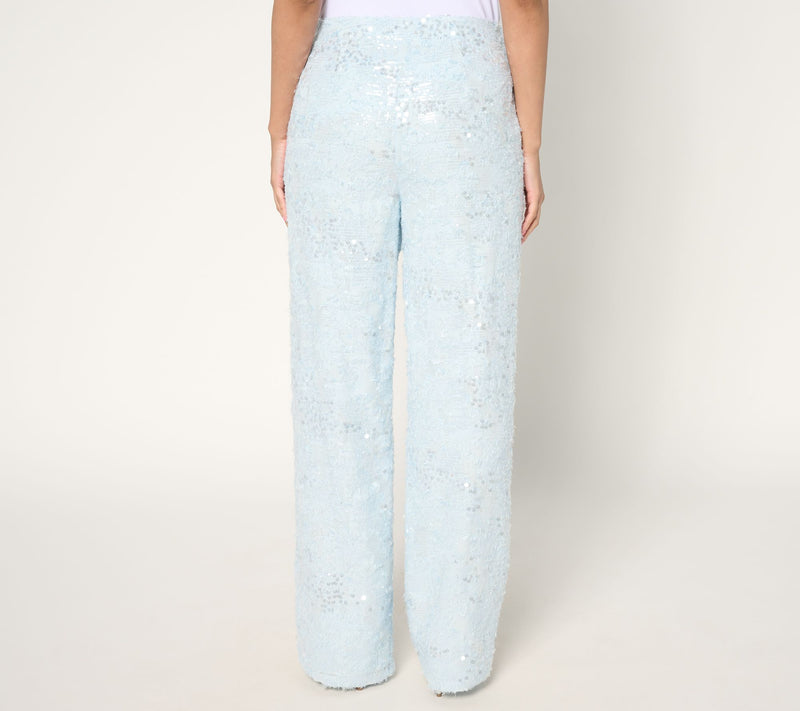 Dennis Basso Regular Wide Leg Sequin Pants — View 4